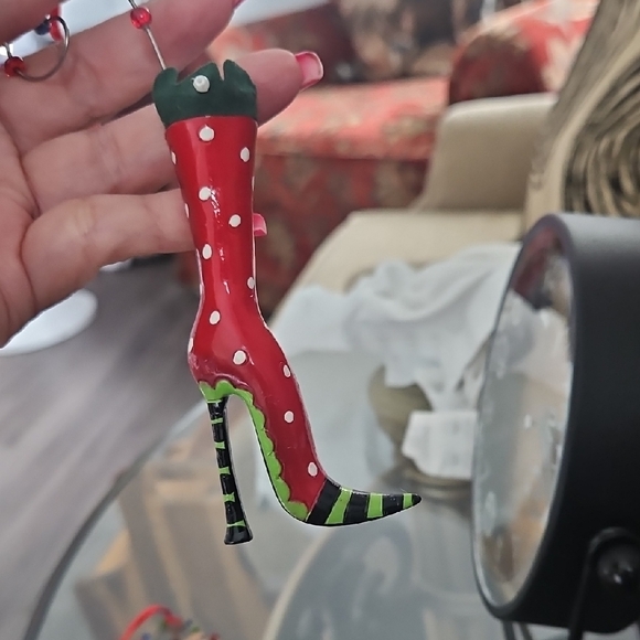 Other - Red and Green Polka Dot High Heel Ornament
